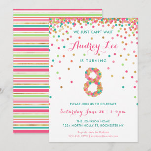 Girls 8th Birthday Invitation birthday party