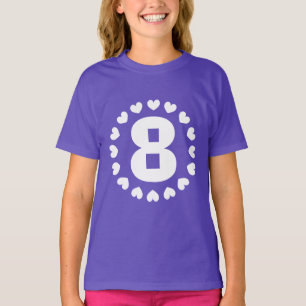 Girls 8th Birthday shirt   Age eight with hearts