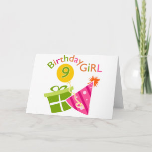 Girls 9th Birthday Card