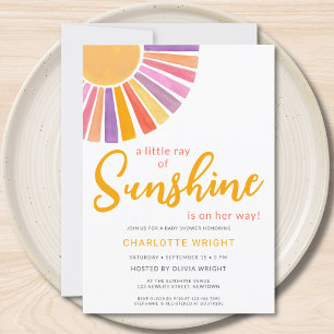 Girl's A Little Ray Of Sunshine Baby Shower Invitation