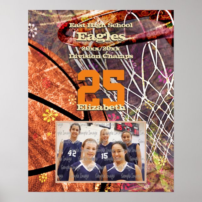 girls' add your basketball team photo poster (Front)