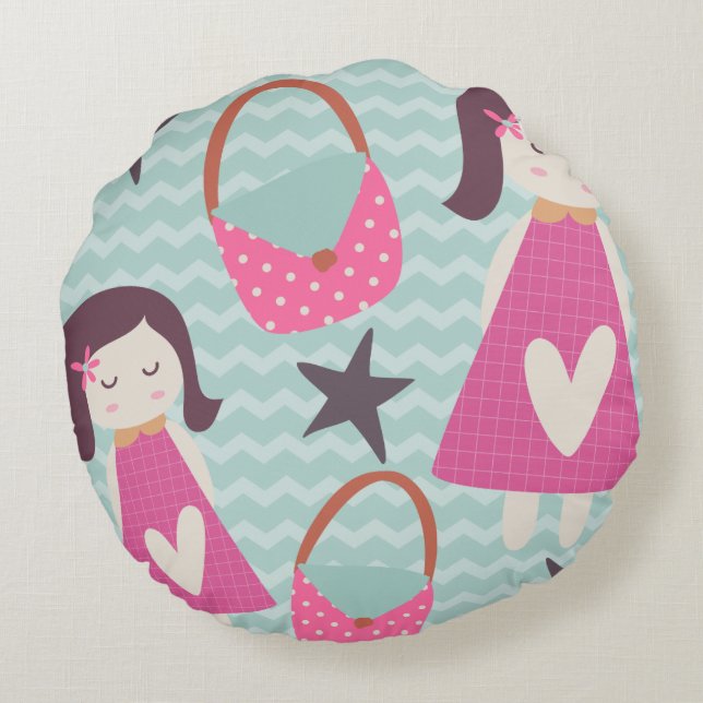 Girls and Handbags Round Cushion (Back)