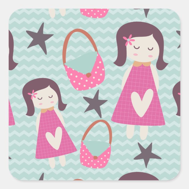 Girls and Handbags Square Sticker (Front)