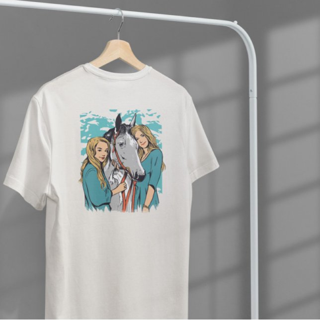 Girls And Horse Portrait   T-Shirt (Creator Uploaded)