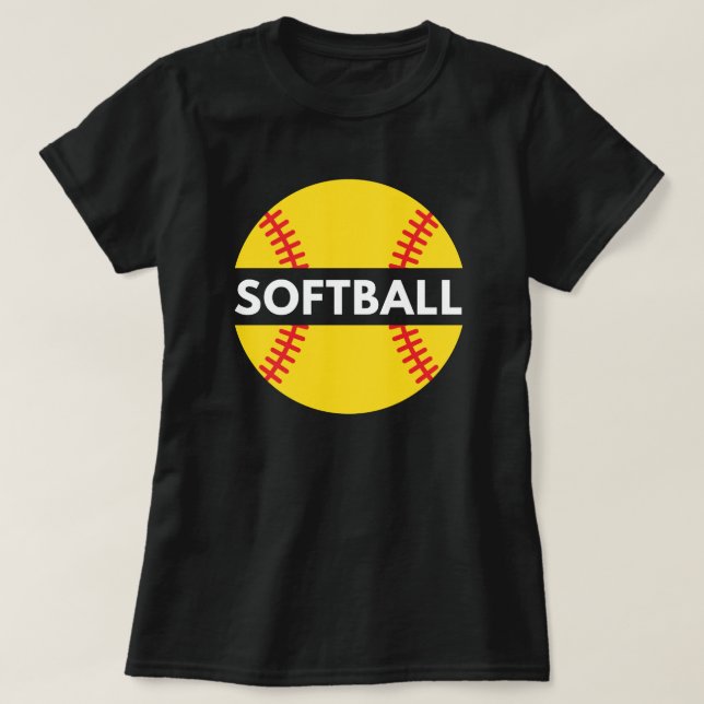 Girls and Women Softball | Softball Quote Black T-Shirt (Design Front)