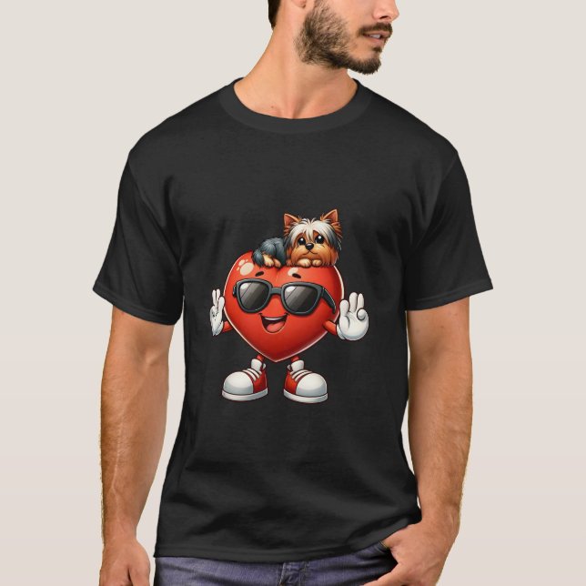Girls Animal Lovers Yorkshire Terrier Valentine s  T-Shirt (Front)