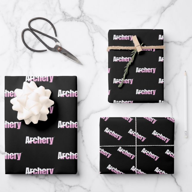 Girls Archery Abstract Typography Wrapping Paper Sheet (Front)
