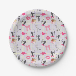 Girls Archery - Girly Hearts and Makeup Paper Plate