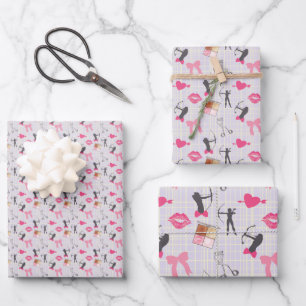 Girls Archery - Girly Hearts and Makeup Wrapping Paper Sheet