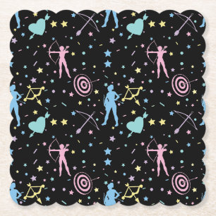 Girls Archery - Girly Hearts Stars Archer Paper Coaster