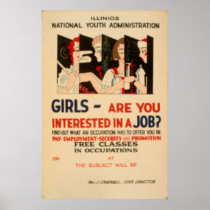 Girls - Are You Interested In A Job Vintage WPA Poster