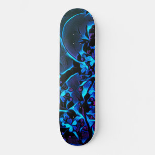 Girls Asian Inspired Blue Black Cherry Blossom Skateboard