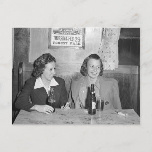 Girls at the Bar, 1940 Postcard