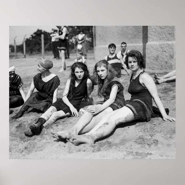Girls at the Beach, early 1900s Poster (Front)