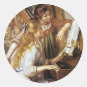 Girls at the Piano Classic Round Sticker