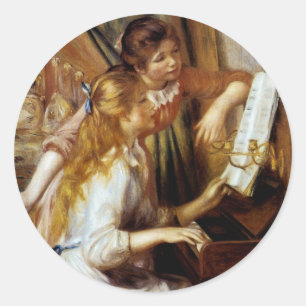 Girls at the Piano Classic Round Sticker