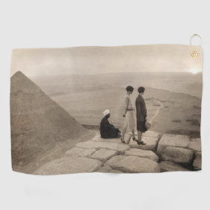 Girls Atop Khufu Pyramid in Egypt Sunrise 1920   Golf Towel