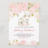 Girls Baby fox lamp Shower Invitations