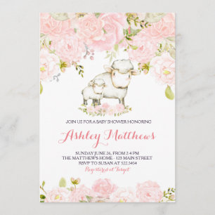 Girls Baby fox lamp Shower Invitations