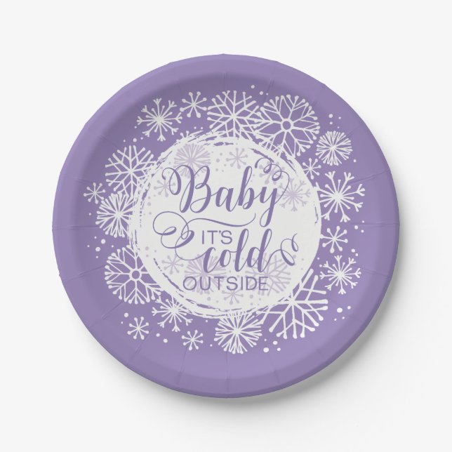 Girls Baby It's Cold Outside 7" Paper Plate (Front)