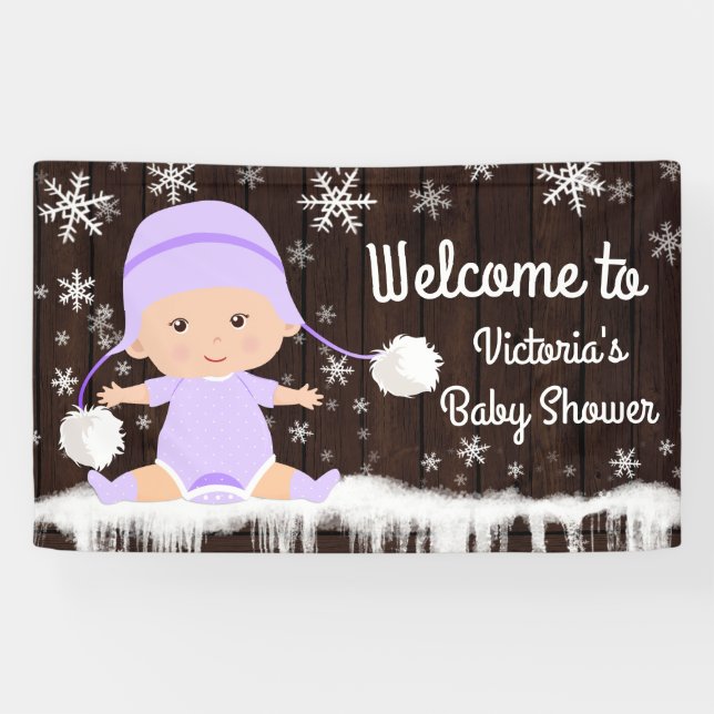 Girls Baby Its Cold Outside Baby Shower Banner (Horizontal)
