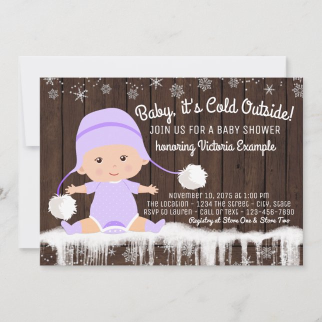 Girls Baby its Cold Outside Baby Shower Invitation (Front)