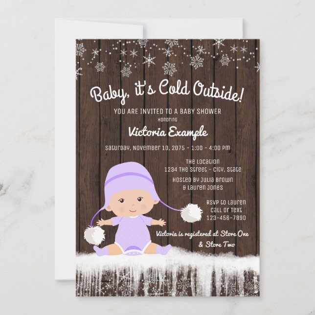 Girls Baby its Cold Outside Winter Baby Shower Invitation (Front)