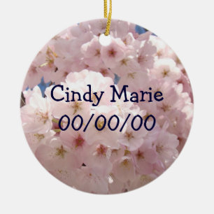 Girl's Baby Name Ornaments Birth Dates Blossoms