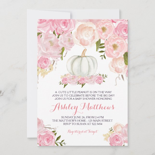 Girls Baby pumpkin Baby Shower Invitations (Front)