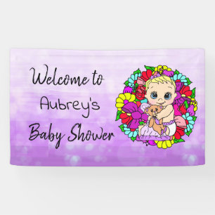 Girl's Baby Shower Banner, Baby Girl Purple Banner