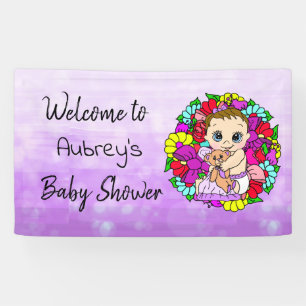 Girl's Baby Shower Banner, Baby Girl Purple Banner