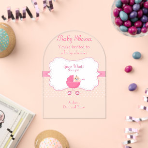 Girl's Baby Shower Clear Acrylic Invitation Card 2