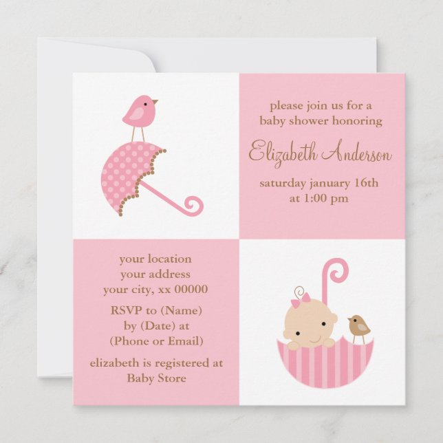 Girls Baby Shower Invitation (Front)