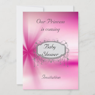 Girls Baby Shower Party Pink Silver  Invitation