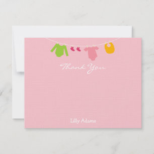 Girls Baby Shower Thank You Note Card