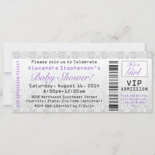 Girl's Baby Shower Ticket Invitations