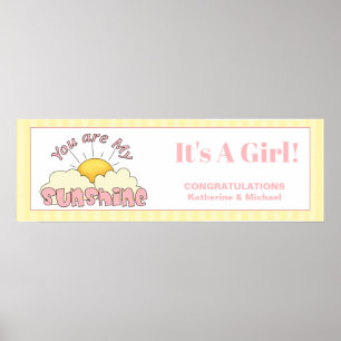 Girls Baby Shower You Are My Sunshine Party Banner Poster