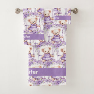 Girl's Baby & Toddler Bath Towel Set Custom Name