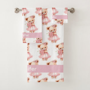 Girl's Baby & Toddler Bath Towel Set Custom Name