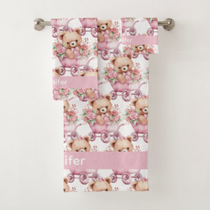 Girl's Baby & Toddler Bath Towel Set   Custom Name
