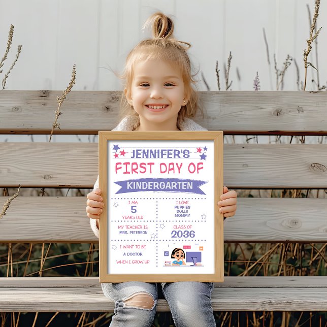 Girl's Back to School Purple and Pink  Poster (Creator Uploaded)