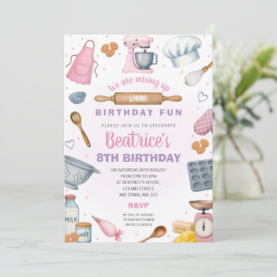 Girl's Baking Party Birthday Invite, Mixing Up Fun Invitation