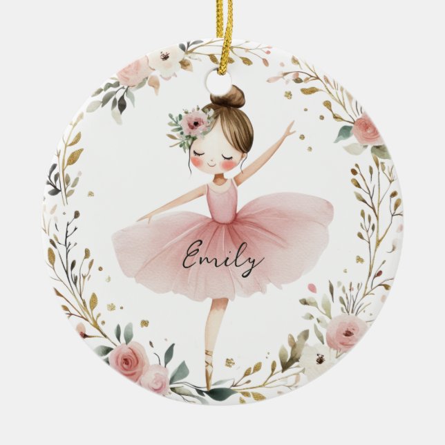 Girl's Ballerina Ceramic Tree Decoration (Front)