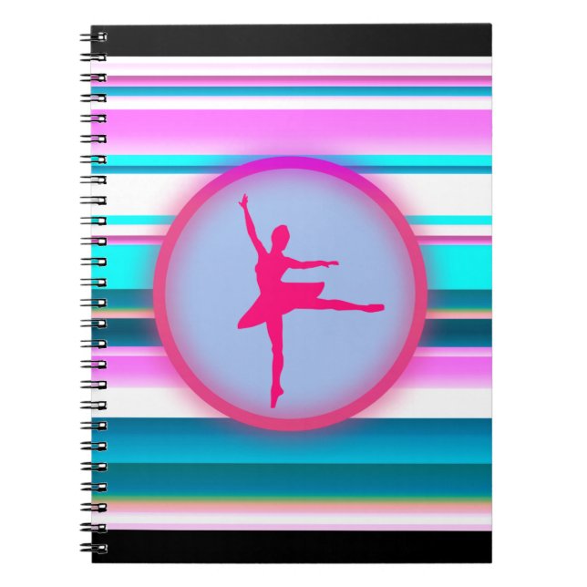 Girls Ballerina Dance Stripes  Notebook (Front)