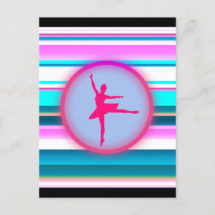 Girls Ballerina Dance Stripes    Postcard