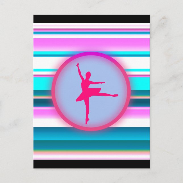 Girls Ballerina Dance Stripes    Postcard (Front)