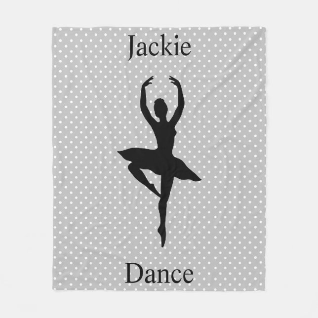 Girls Ballerina Dancer Polka Dot Fleece Blanket (Front)
