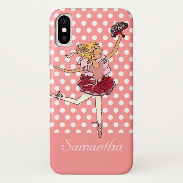 Girls ballerina pink blonde hair custom name case (Back)