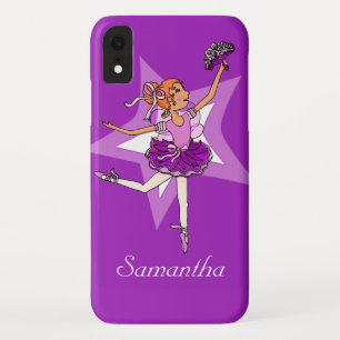 Girls ballerina purple red hair name iPhone XR case