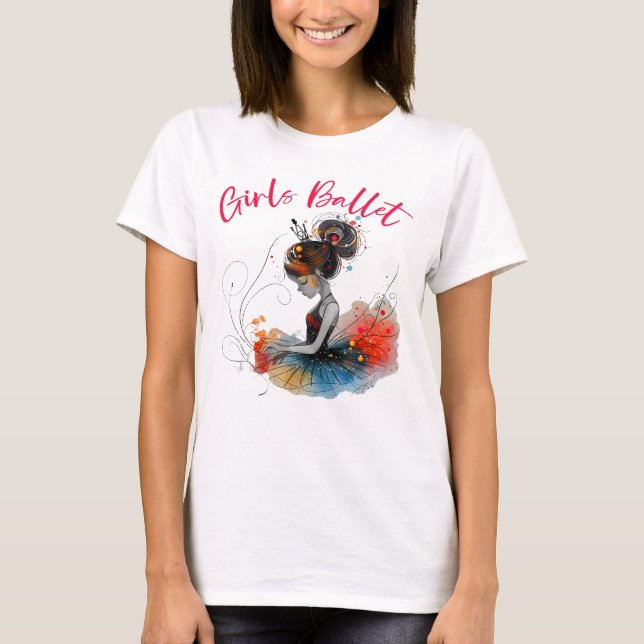 Girls Ballet Dancer, Cute Ballerina T-Shirt (Front)
